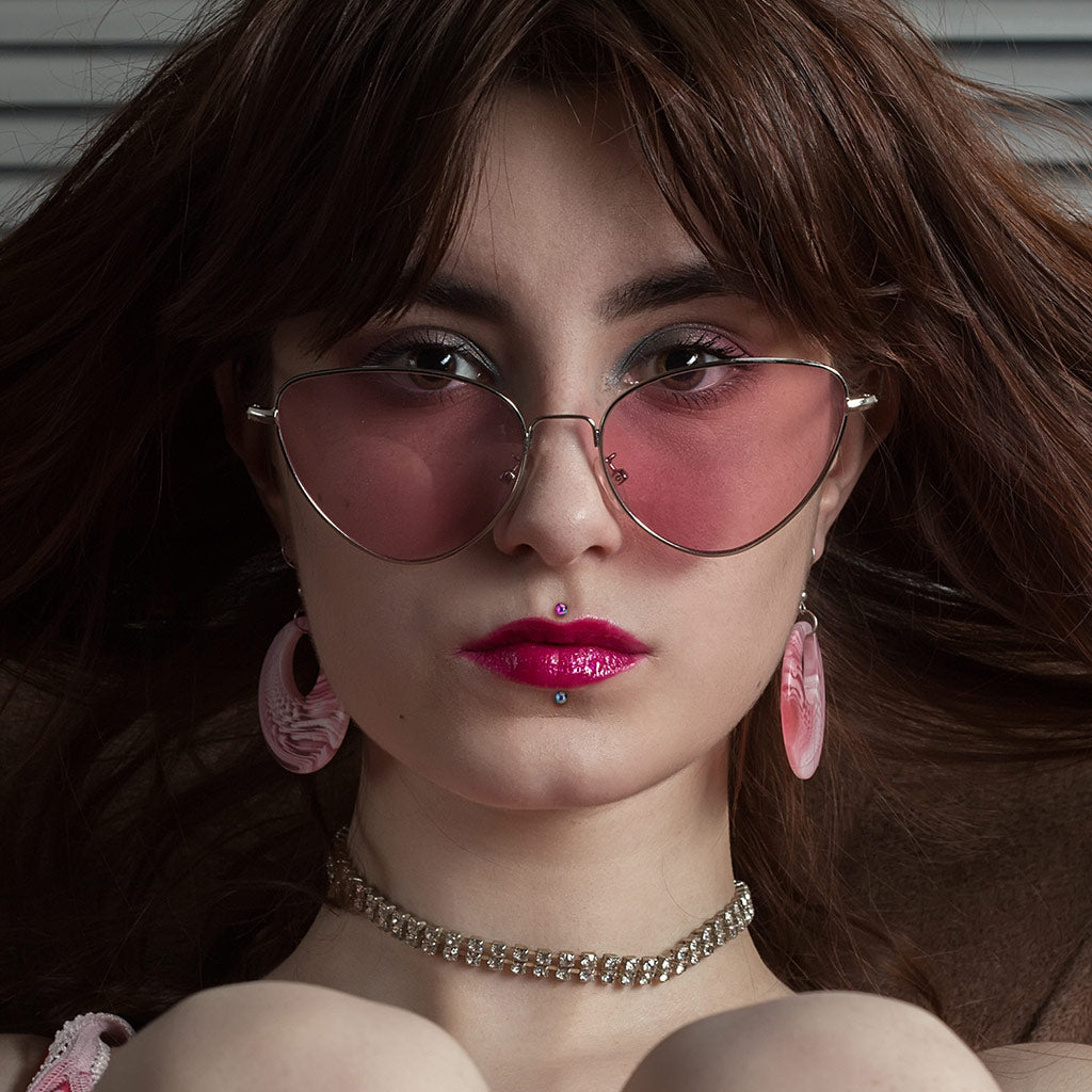 Cherry Diva Flat Back Stud 16 Gauge Metallic Flat Back Labret / Cartilage Stud