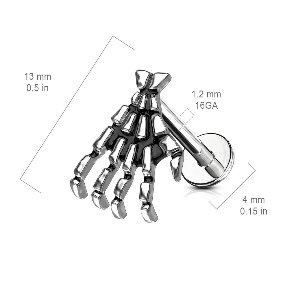 Cherry Diva Flat Back Stud 16 Gauge Spooky Skeletal Hand Stud