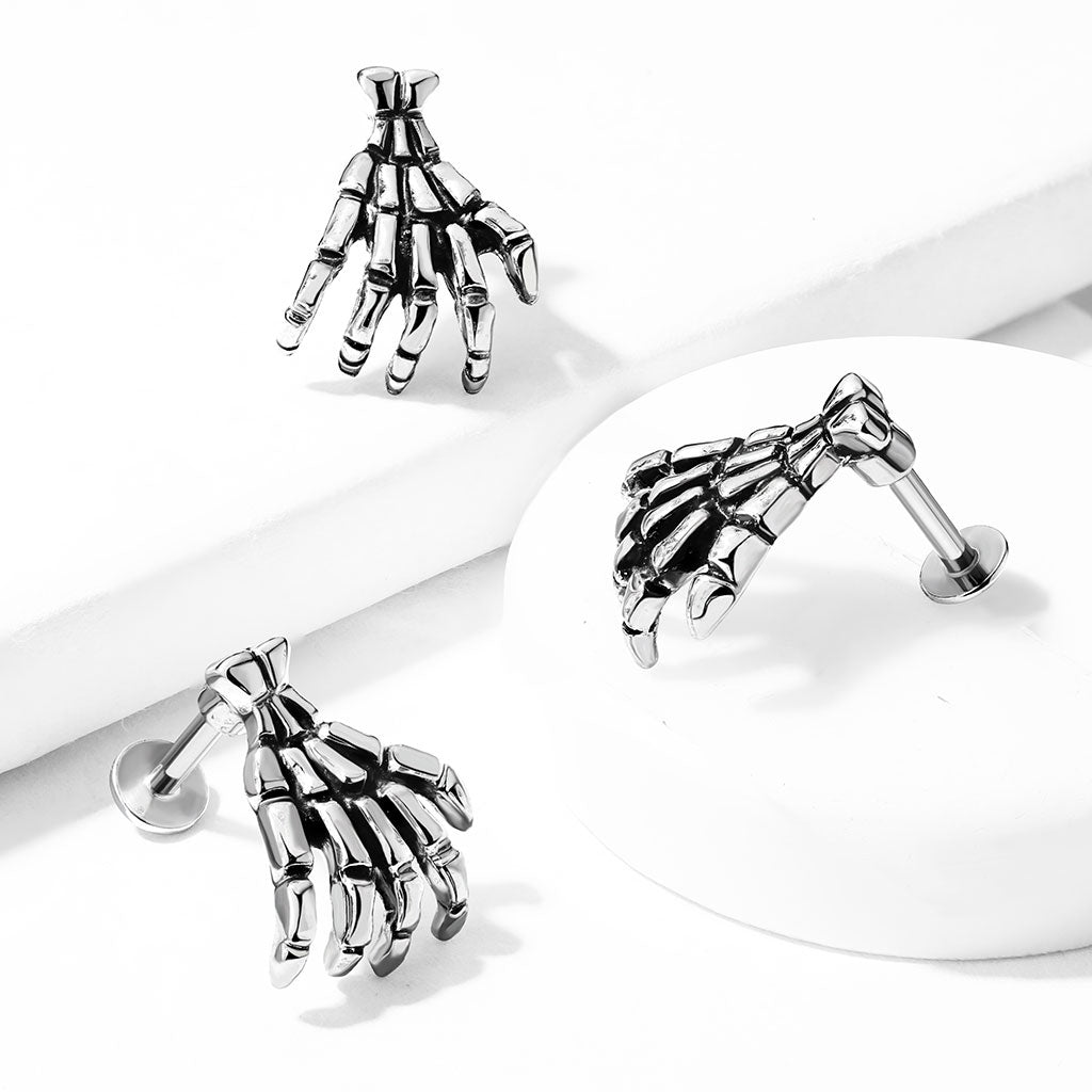 Cherry Diva Flat Back Stud 16 Gauge Spooky Skeletal Hand Stud