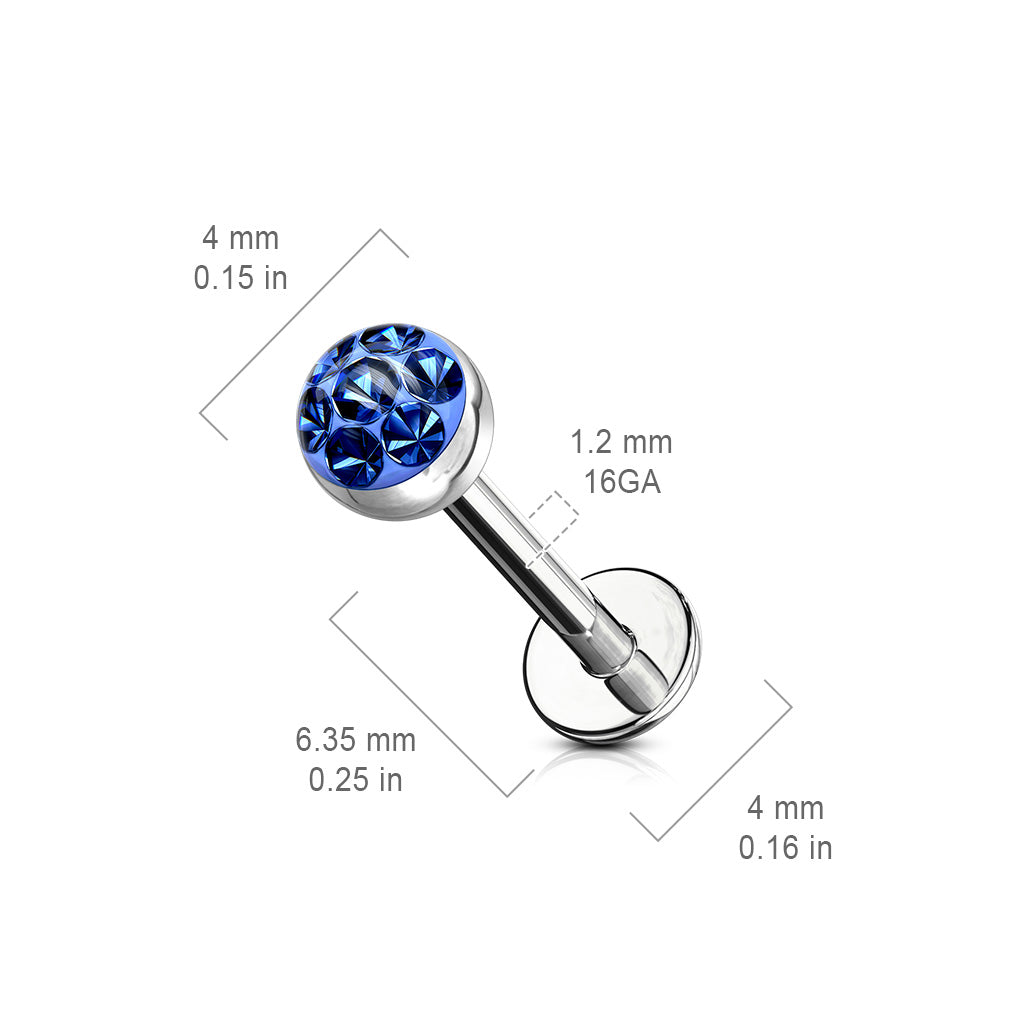 Cherry Diva Flat Back Stud 16 Gauge Surgical Steel Gemstone Flat Back Stud