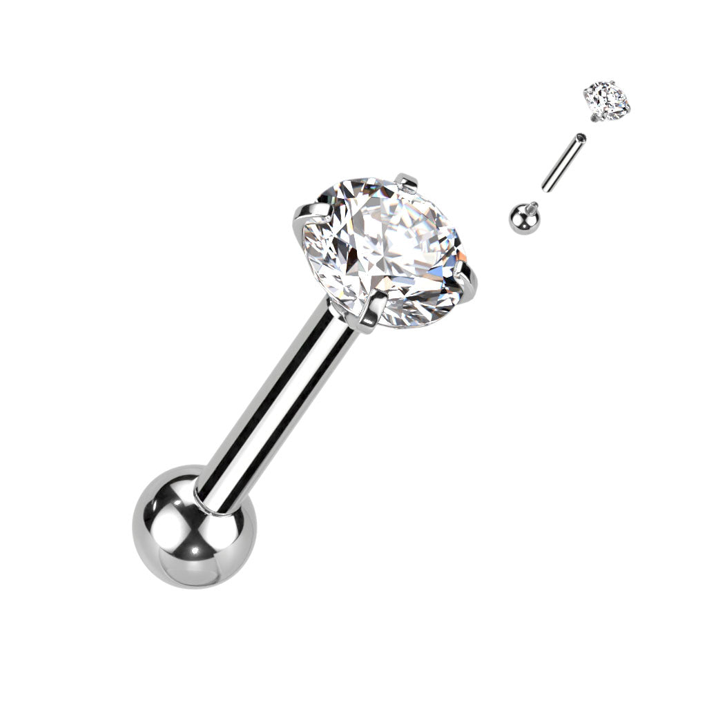 16 Gauge Titanium Internally Threaded Prong Set Crystal Stud