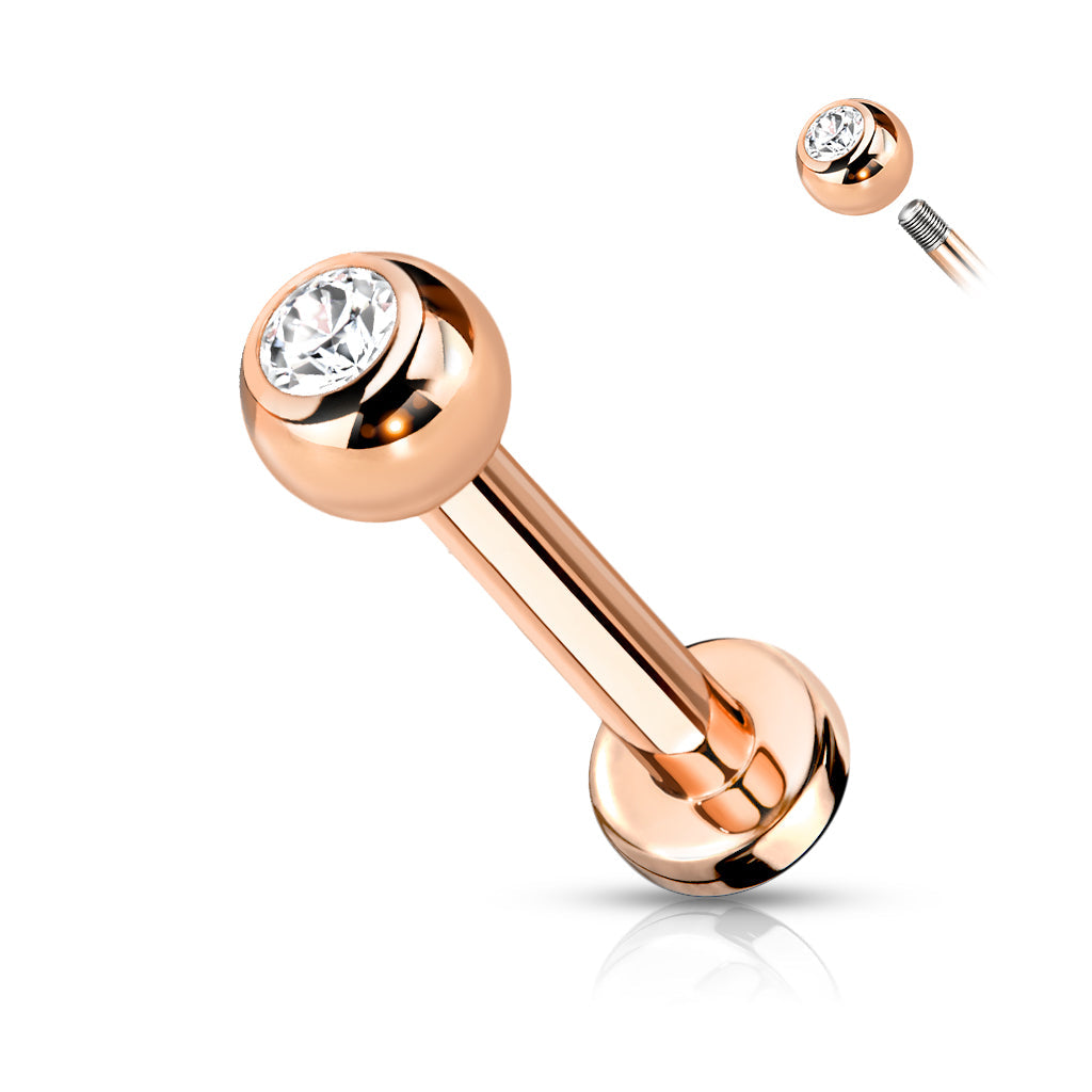 Cherry Diva Flat Back Stud Rose Gold 16 Gauge Titanium Metallic Crystal Top Flat Back Stud