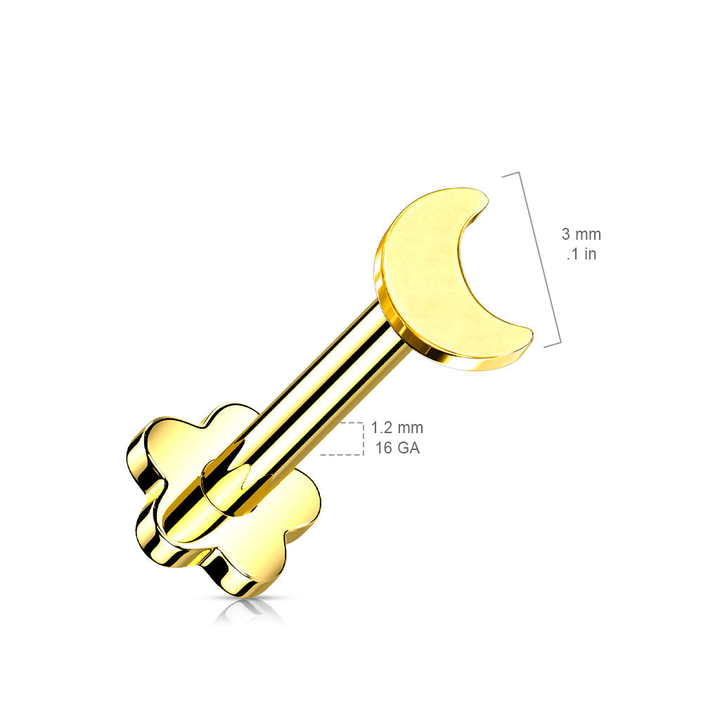 Cherry Diva Flat Back Stud 16 Gauge Titanium Moon Press Fit Flat Back Stud - Silver