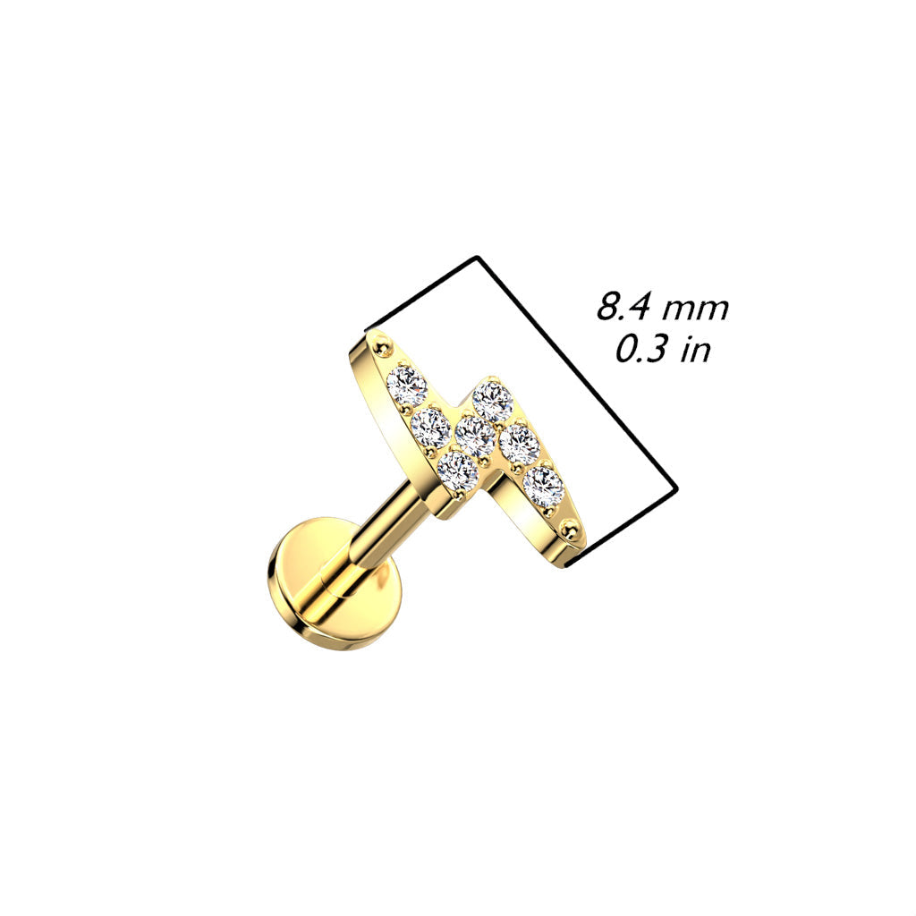 Cherry Diva Flat Back Stud 16 Gauge Titanium Press Fit Lightening Bolt Stud