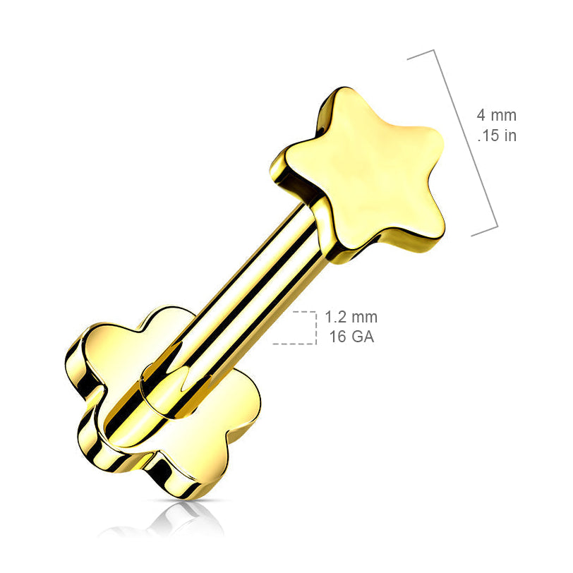 Cherry Diva Flat Back Stud 16 Gauge Titanium Star Press Fit Flat Back Stud