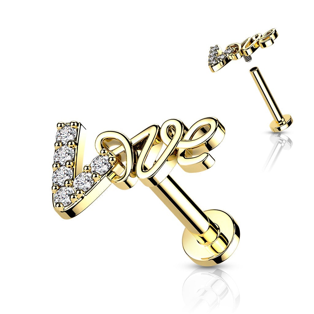 Cherry Diva Flat Back Stud Gold 16 Gauge Internally Threaded Love Story Stud