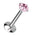 Cherry Diva Flat Back Stud SILVER / PINK CRYSTAL 16 Gauge Titanium Internally Threaded Prong Set Crystal Stud