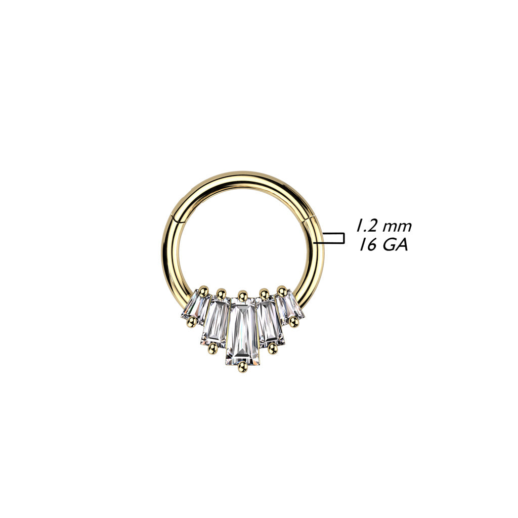 Cherry Diva Hinged Ring 16 Gauge Hinged Silver Crystal Fan Hoop Ring