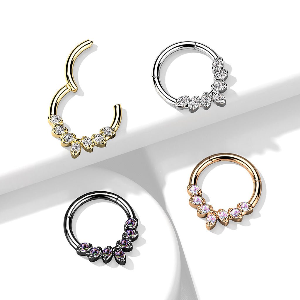 Cherry Diva Hinged Ring 16 Gauge Hinged Silver Crystal Lined Hoop Ring