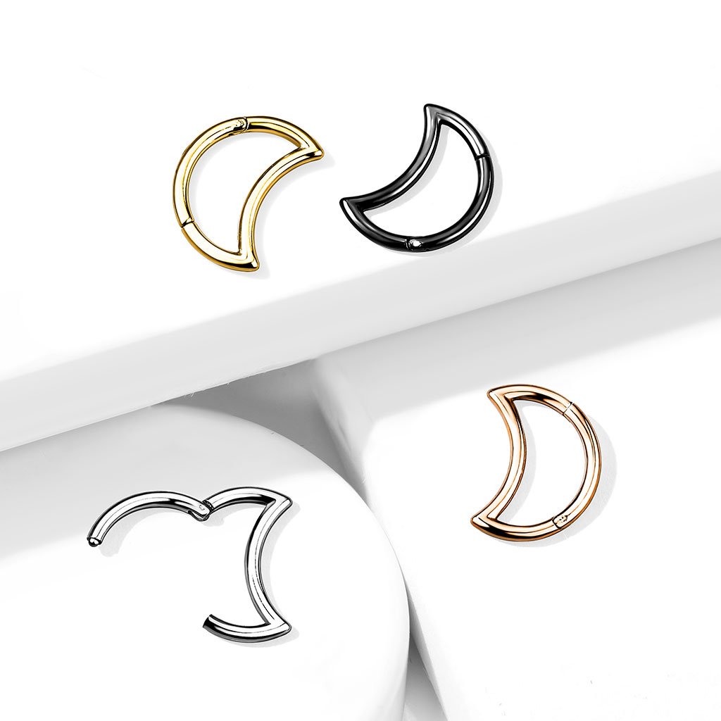 Cherry Diva Hoop Ring 16 Gauge Hinged Crescent Moon Hoop Ring