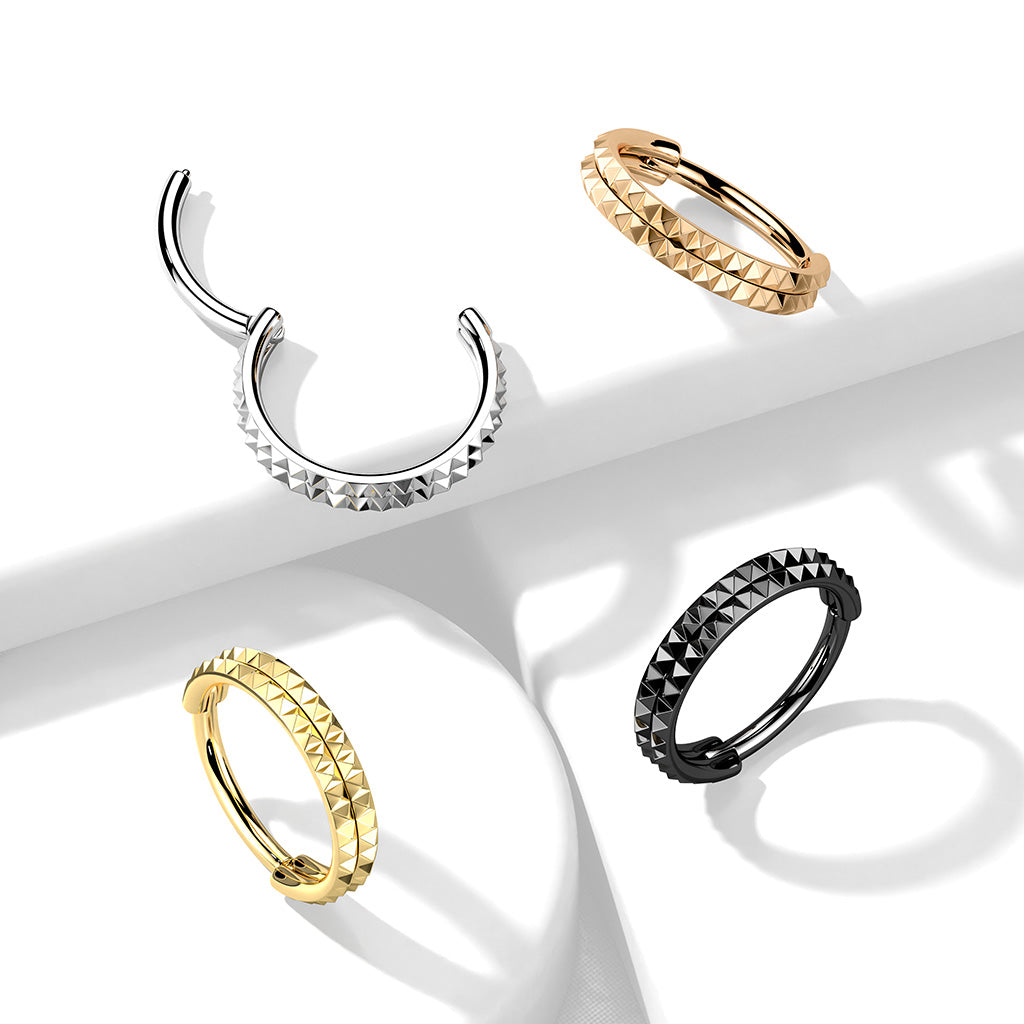 Cherry Diva Hinged Hoop Ring 16 Gauge Spiked Hinged Hoop Ring - Silver