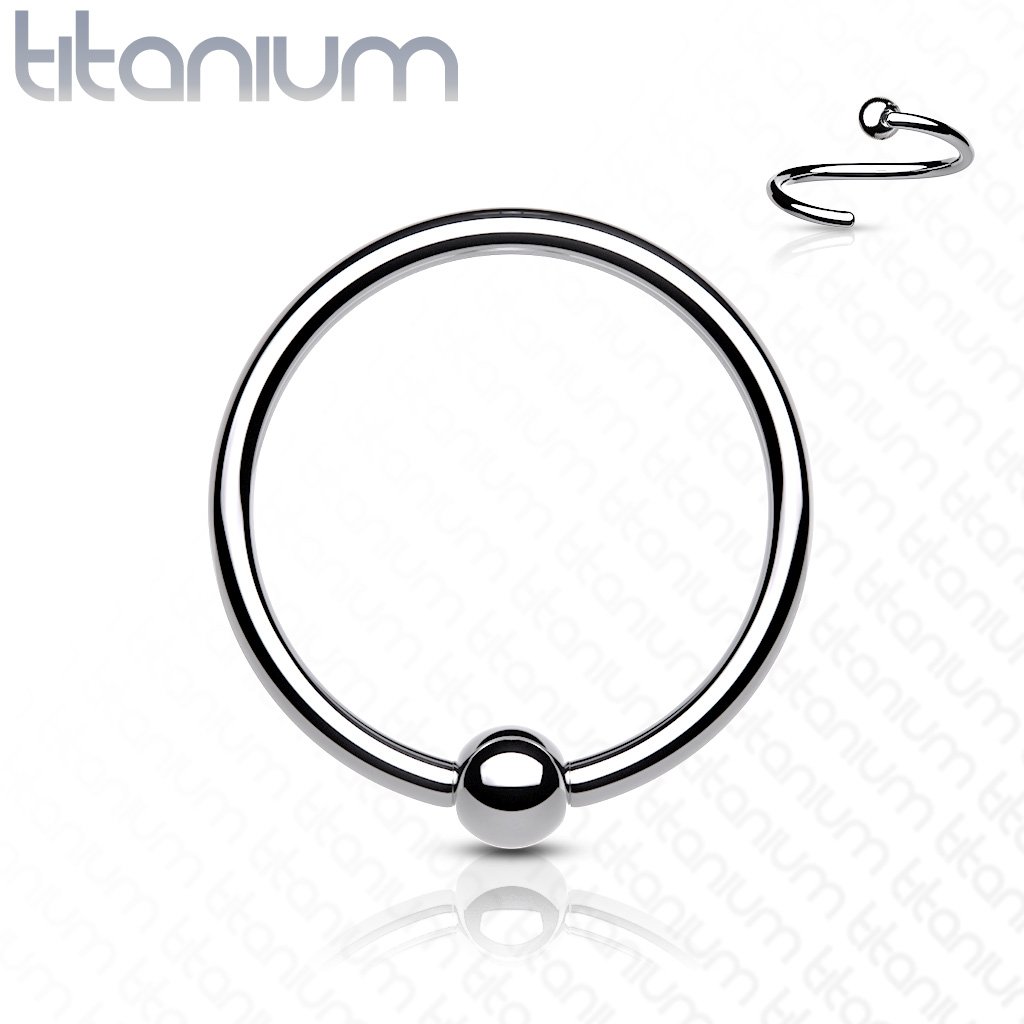 Cherry Diva Hoop Ring Silver 18 Gauge Titanium Fixed Ball Bendable Hoop Ring