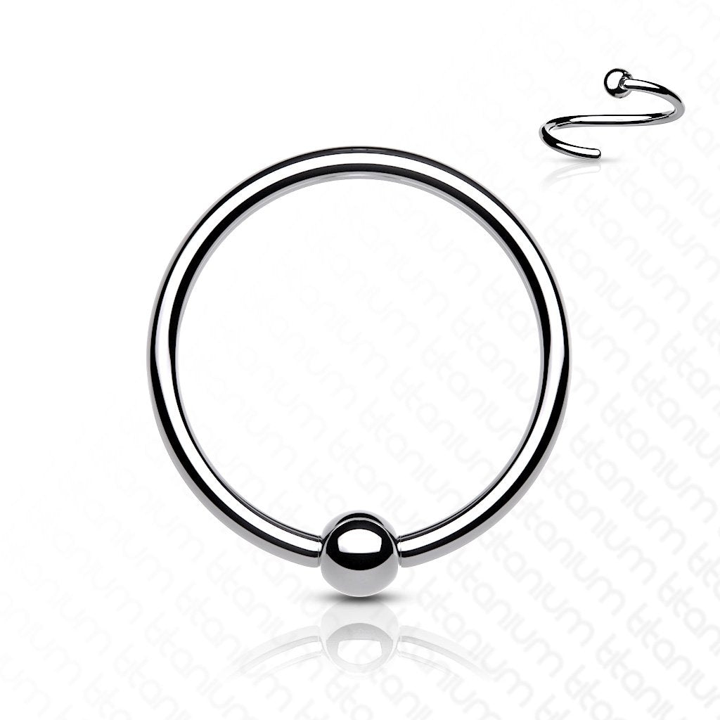 Cherry Diva Hoop Ring Silver 18 Gauge Titanium Fixed Ball Bendable Hoop Ring