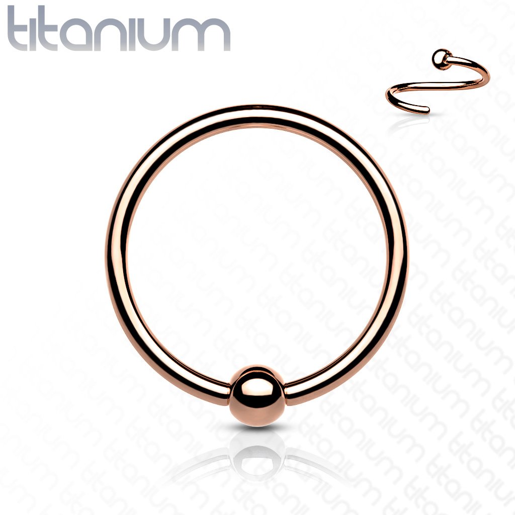 Cherry Diva Hoop Ring Rose Gold 18 Gauge Titanium Fixed Ball Bendable Hoop Ring