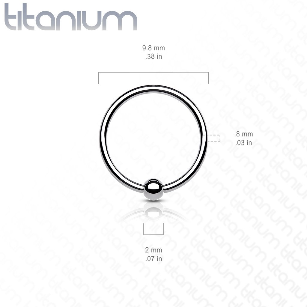 Cherry Diva Hoop Ring 18 Gauge Titanium Fixed Ball Bendable Hoop Ring