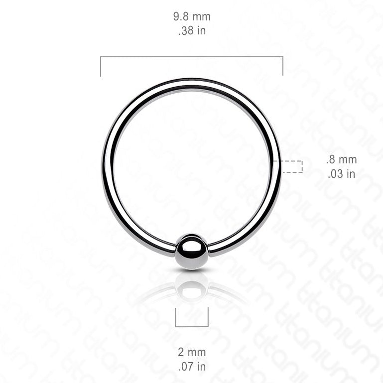 Cherry Diva Hoop Ring 18 Gauge Titanium Fixed Ball Bendable Hoop Ring