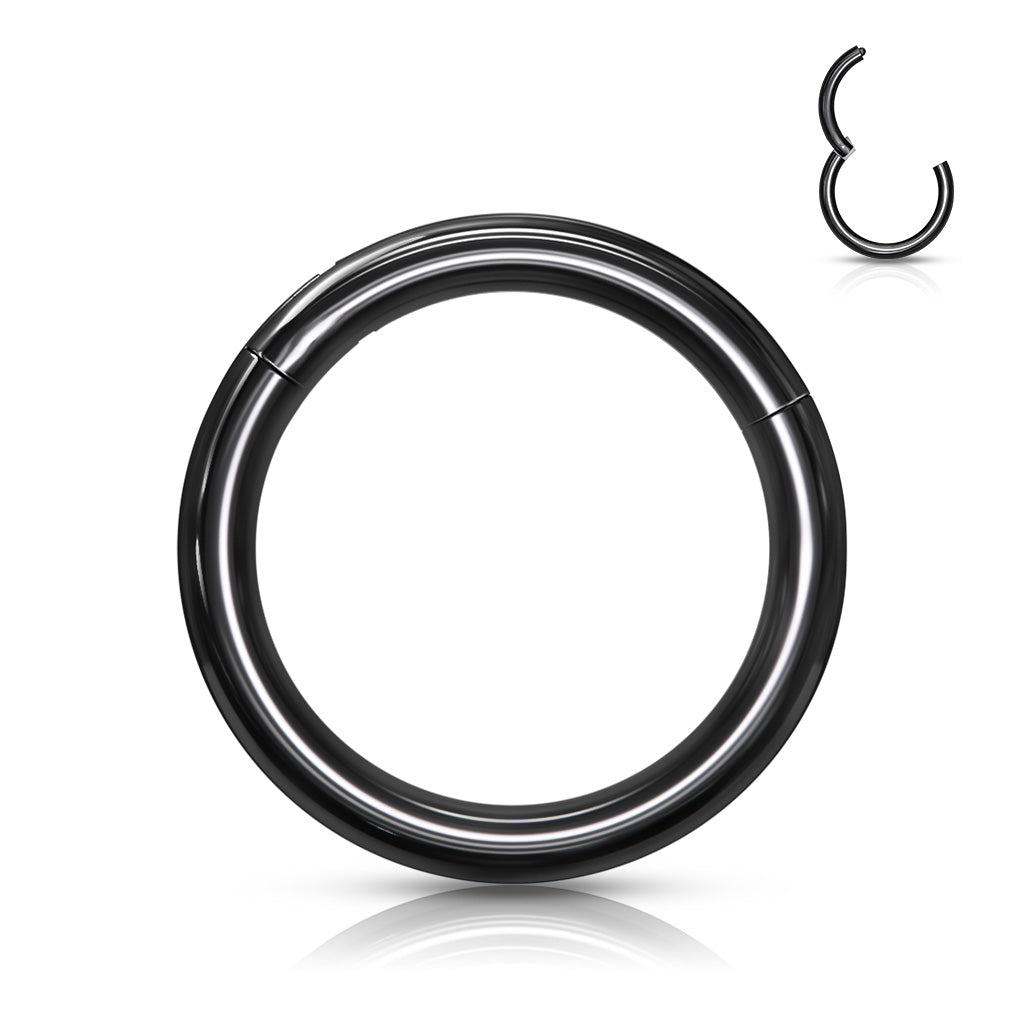 Cherry Diva Hinged Hoop Ring Black 16 Gauge Titanium Anodized PVD Hinged Hoop Rings