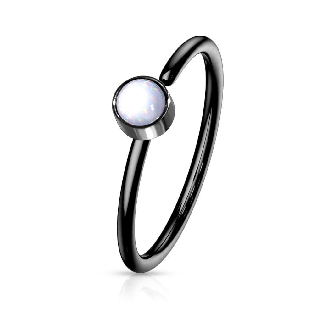 Cherry Diva Bendable Hoop Ring BLACK 20 Gauge Opal Bendable Hoop Ring For Nose & Ear