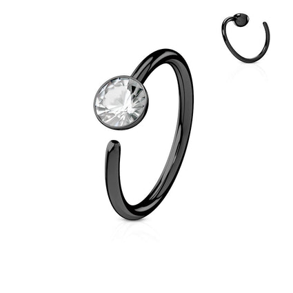 Cherry Diva Bendable Hoop Ring BLACK 20 Gauge Titanium IP Bendable Hoop Ring For Nose & Ear