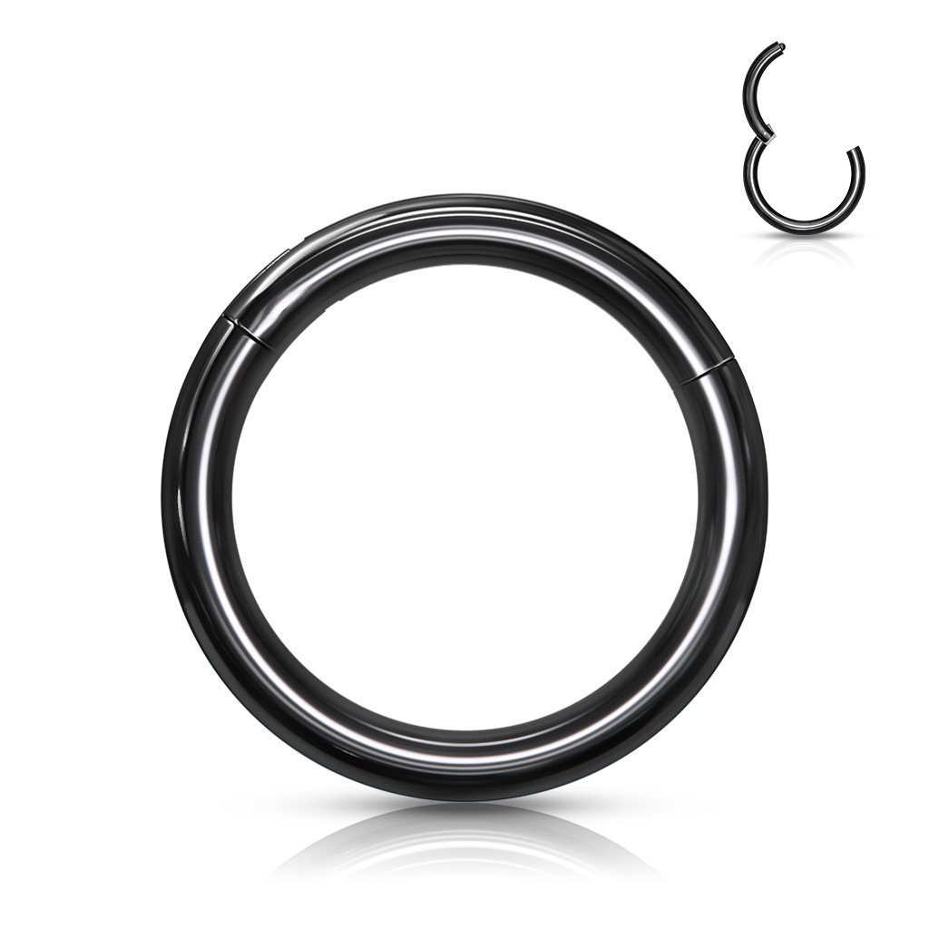 Cherry Diva Hinged Hoop Ring BLACK 20 Gauge Titanium Anodized PVD Hinged Hoop Rings