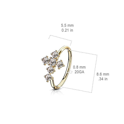Cherry Diva Bendable Hoop Ring 20 Gauge Crystal Cross Hoop Ring For Nose & Ear Cartilage