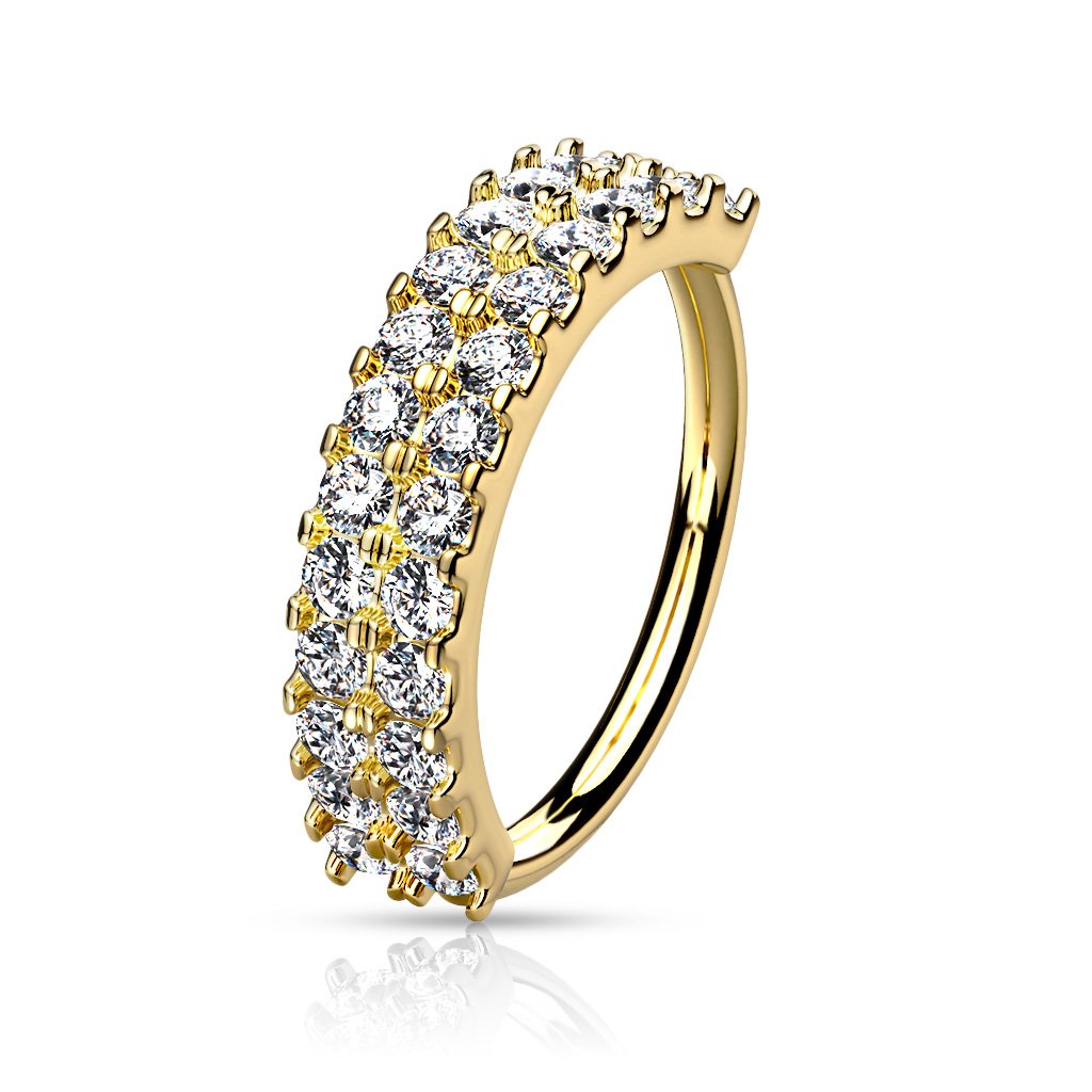 Cherry Diva Bendable Hoop Ring GOLD 20 Gauge Double Jewelled Hoop Ring For Nose & Ear