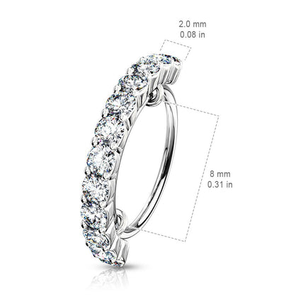 Cherry Diva Bendable Hoop Ring 20 Gauge Half Crystal Row Jewelled Hoop Ring For Nose & Ear