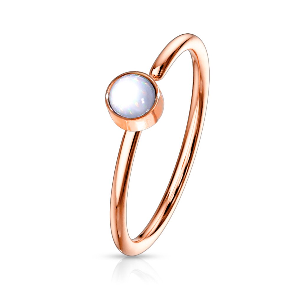 Cherry Diva Bendable Hoop Ring ROSE GOLD 20 Gauge Opal Bendable Hoop Ring For Nose & Ear