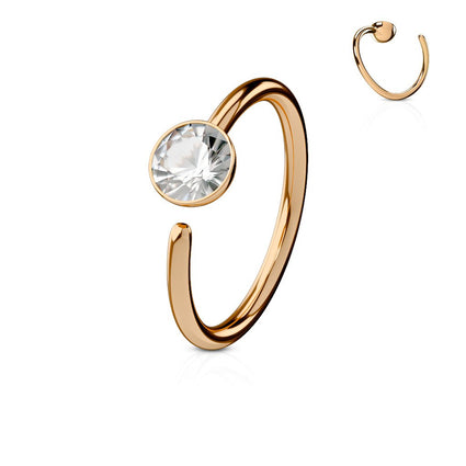 Cherry Diva Bendable Hoop Ring ROSE GOLD 20 Gauge Titanium IP Bendable Hoop Ring For Nose & Ear