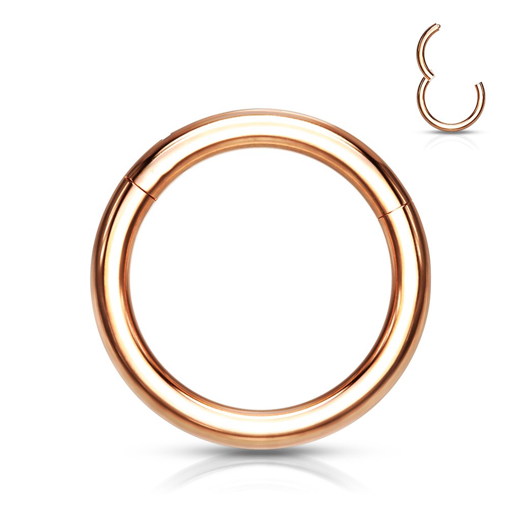 Cherry Diva Hinged Hoop Ring ROSE GOLD 20 Gauge Titanium Anodized PVD Hinged Hoop Rings