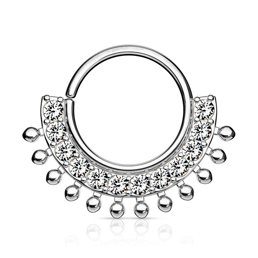 Cherry Diva Bendable Hoop Ring SILVER 16 Gauge Crystal Fan Bendable Hoop Ring for Nose & Ear