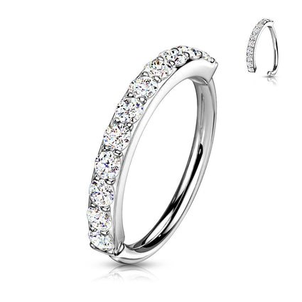 Cherry Diva Bendable Hoop Ring Silver - 10MM 20 Gauge Single Row Crystal Hoop Ring For Nose & Ear