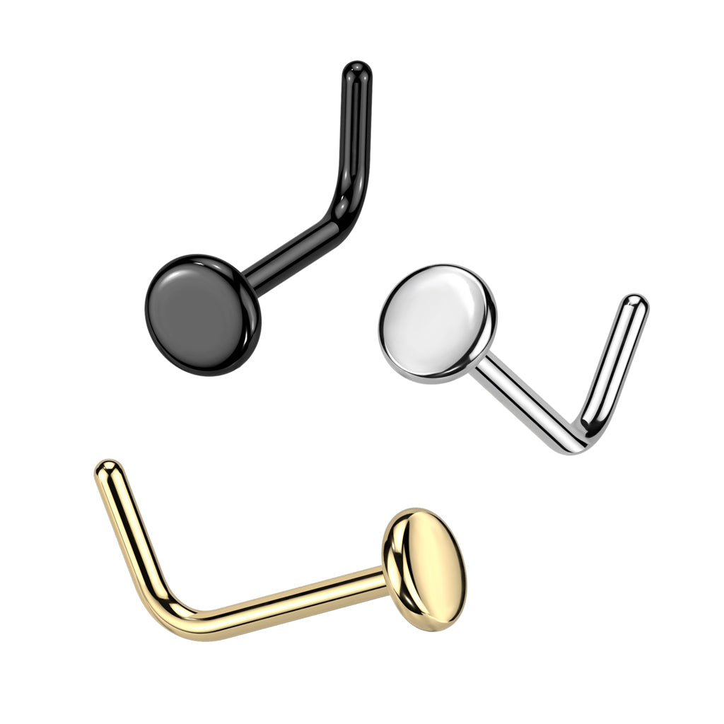 Cherry Diva L Bend Nose Stud 20 Gauge Titanium Flat Top L-Bend Nose Stud