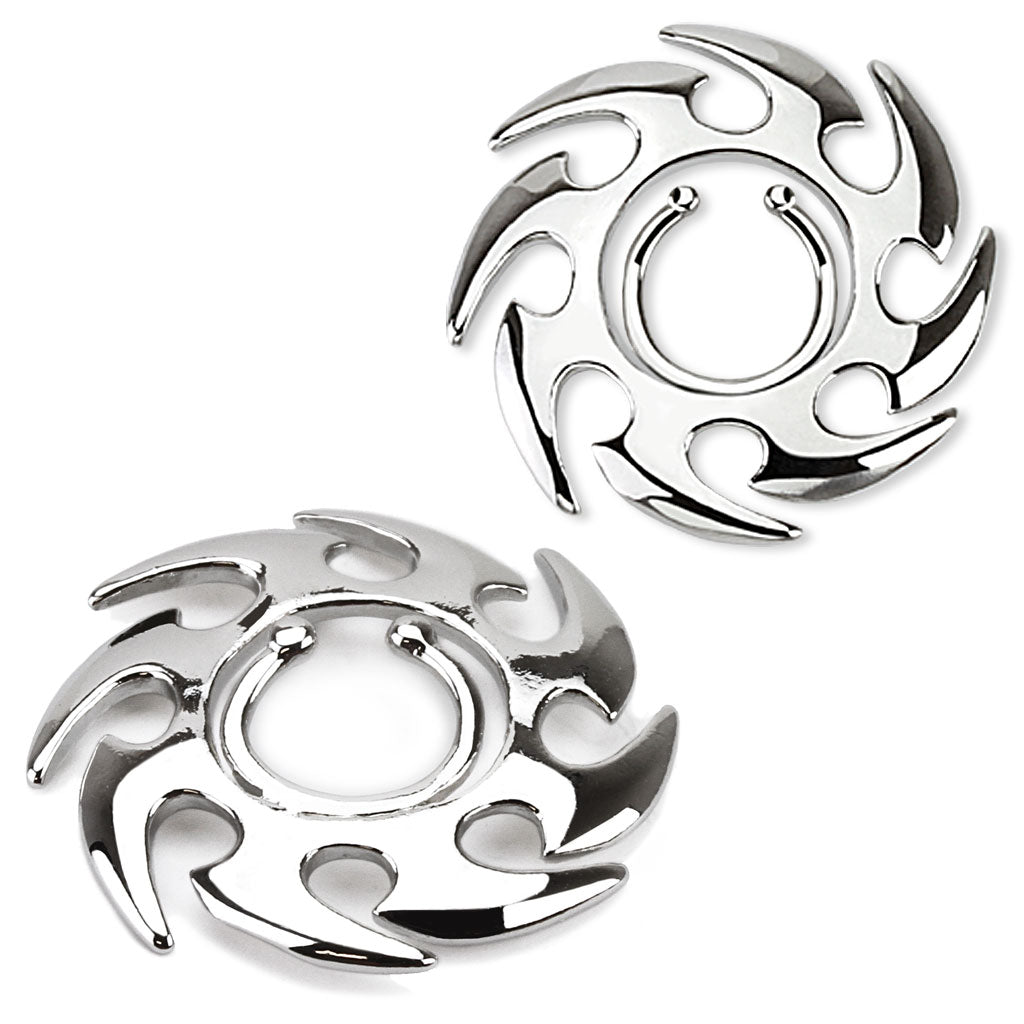 Cherry Diva Nipple Shield Silver Tribal Swirl Fake Piercing Clip On Nipple Ring