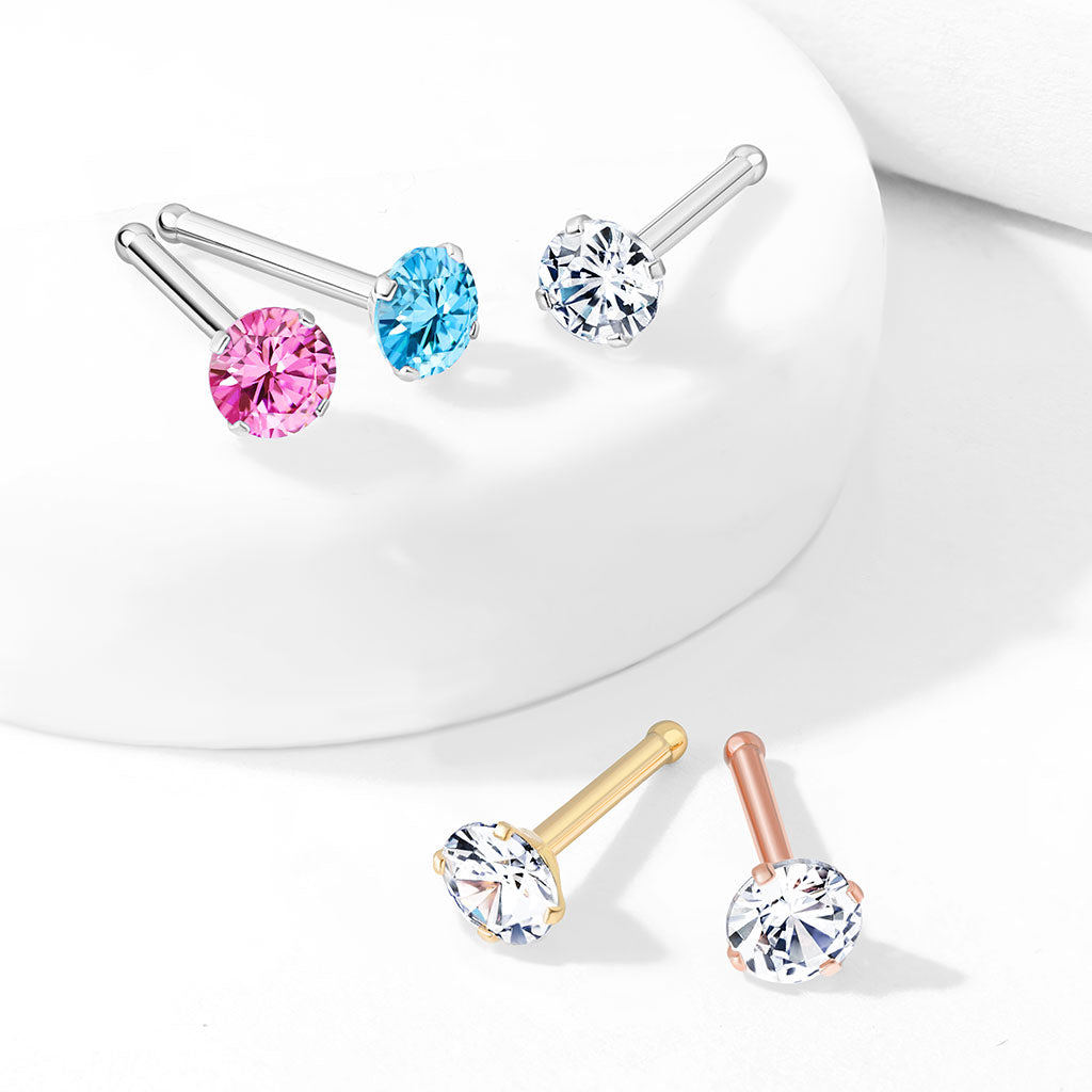 20 Gauge Crystal Top Surgical Steel Nose Stud