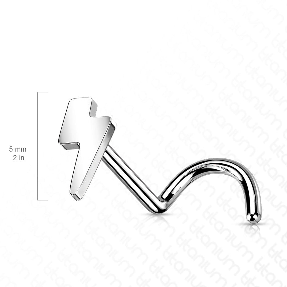 Cherry Diva Nose Stud 20 Gauge Titanium Lightening Bolt Screw Nose Stud