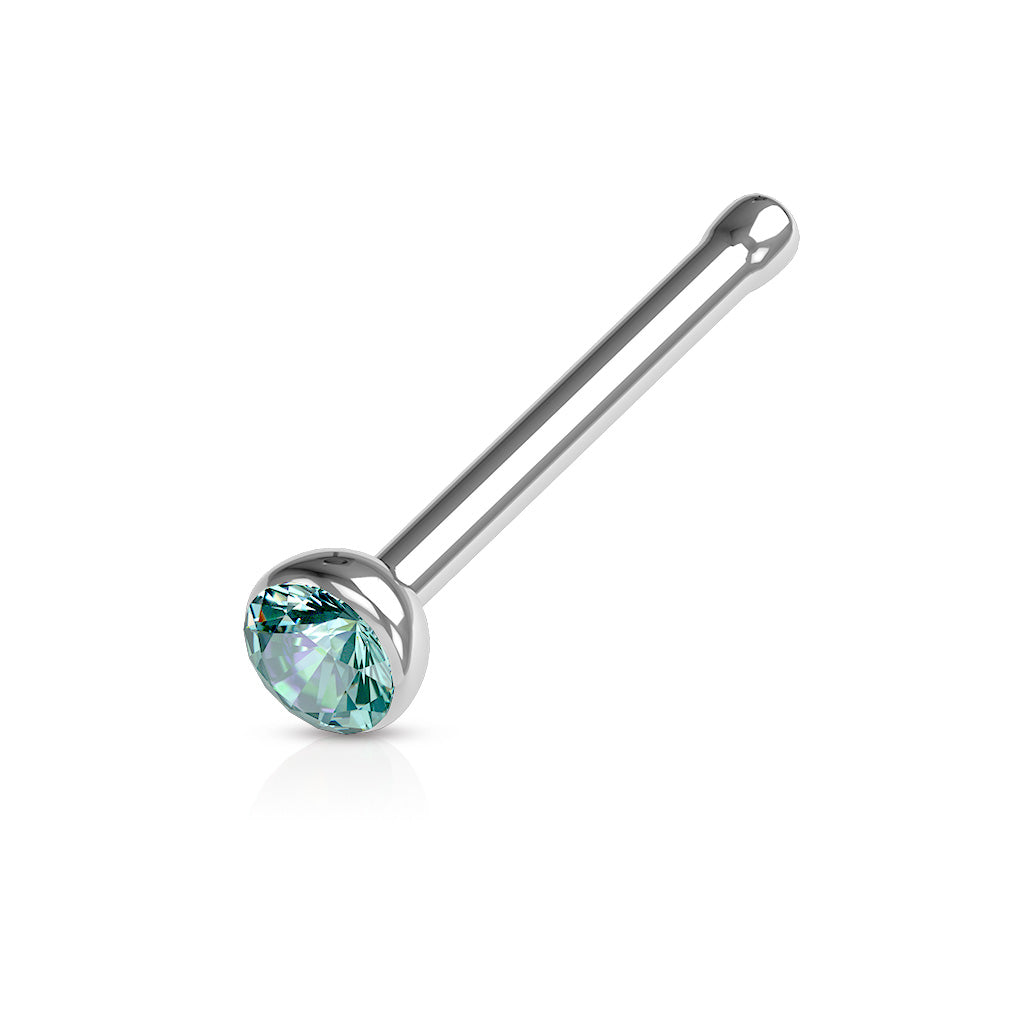 Cherry Diva nose stud AQUA 20 Gauge Crystal Top Surgical Steel Nose Stud