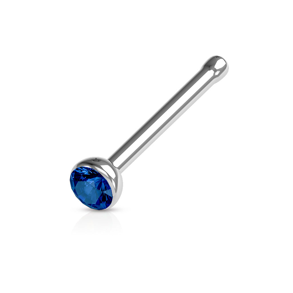 Cherry Diva nose stud BLUE 20 Gauge Crystal Top Surgical Steel Nose Stud