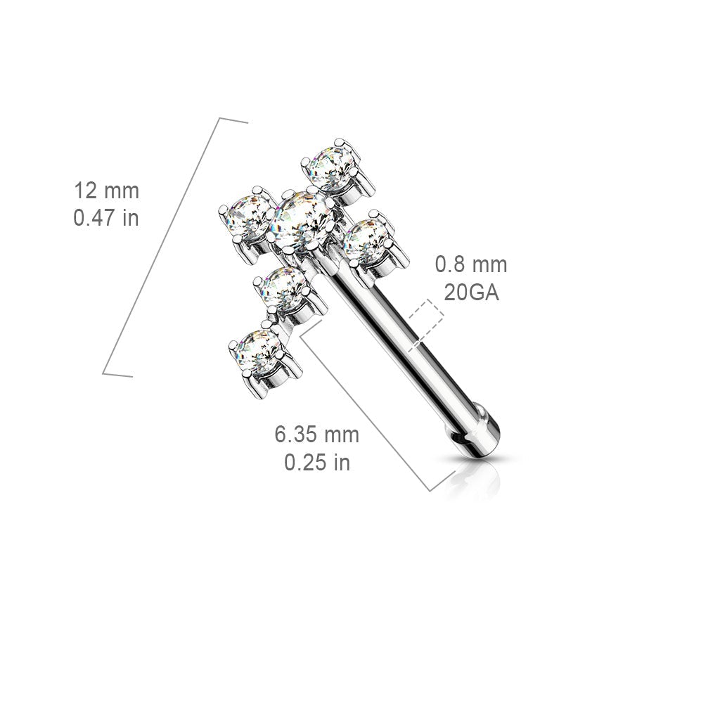 Cherry Diva nose stud 20 Gauge Crystal Cross Top Surgical Steel Nose Stud