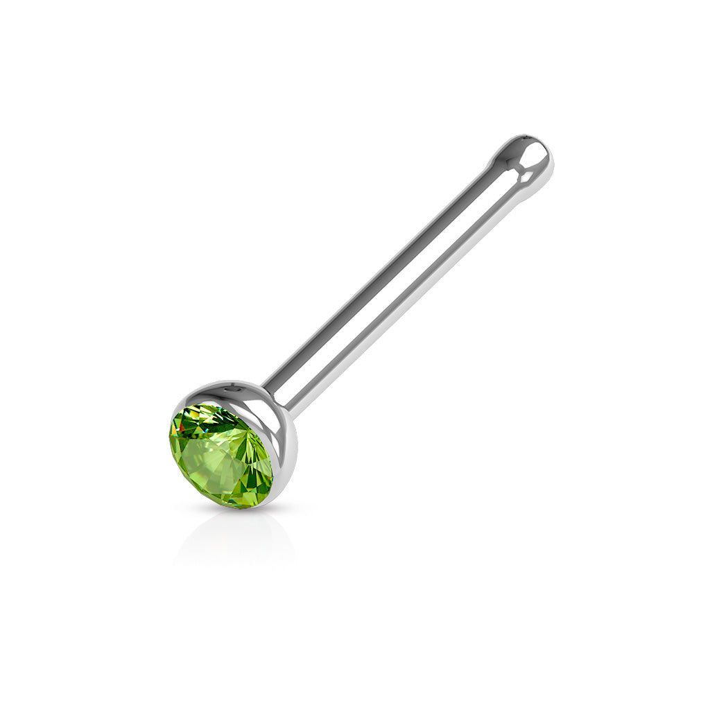 Cherry Diva nose stud GREEN 20 Gauge Crystal Top Surgical Steel Nose Stud