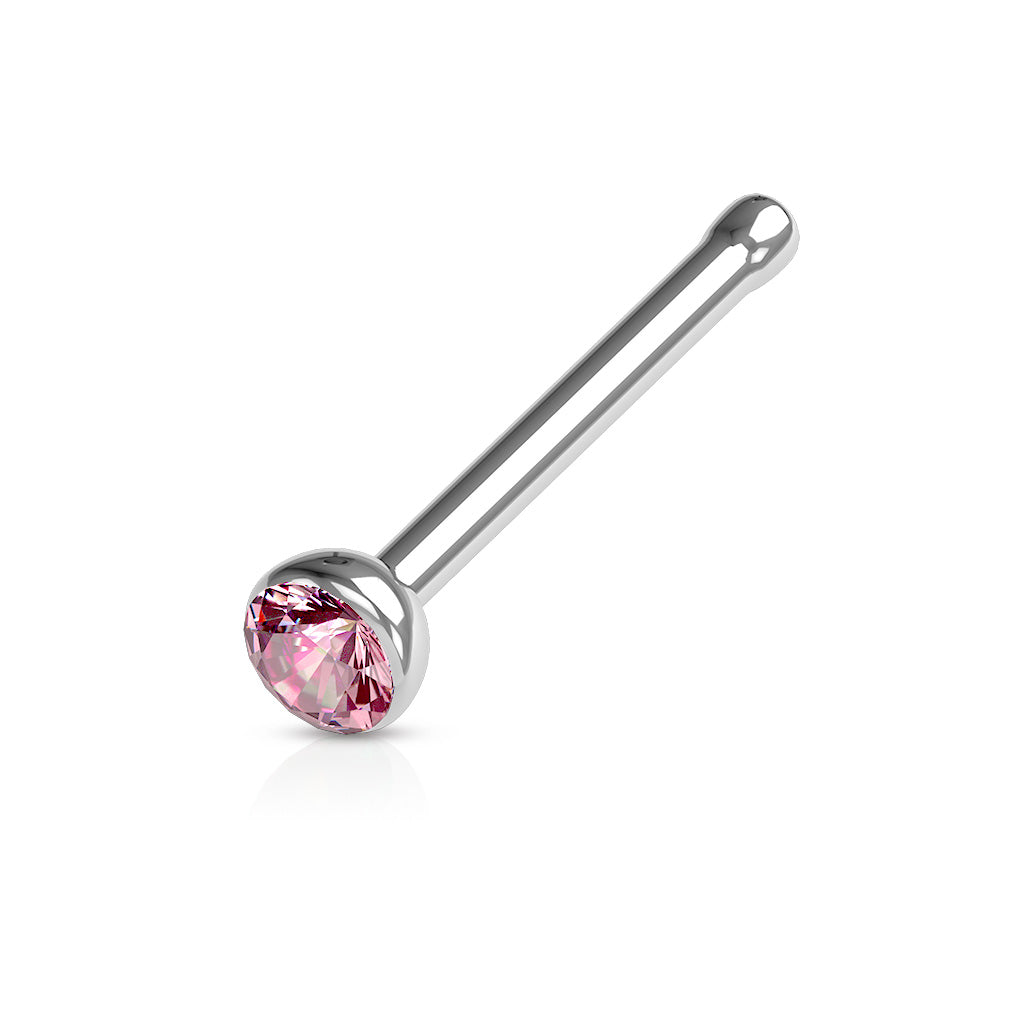 Cherry Diva nose stud PINK 20 Gauge Crystal Top Surgical Steel Nose Stud