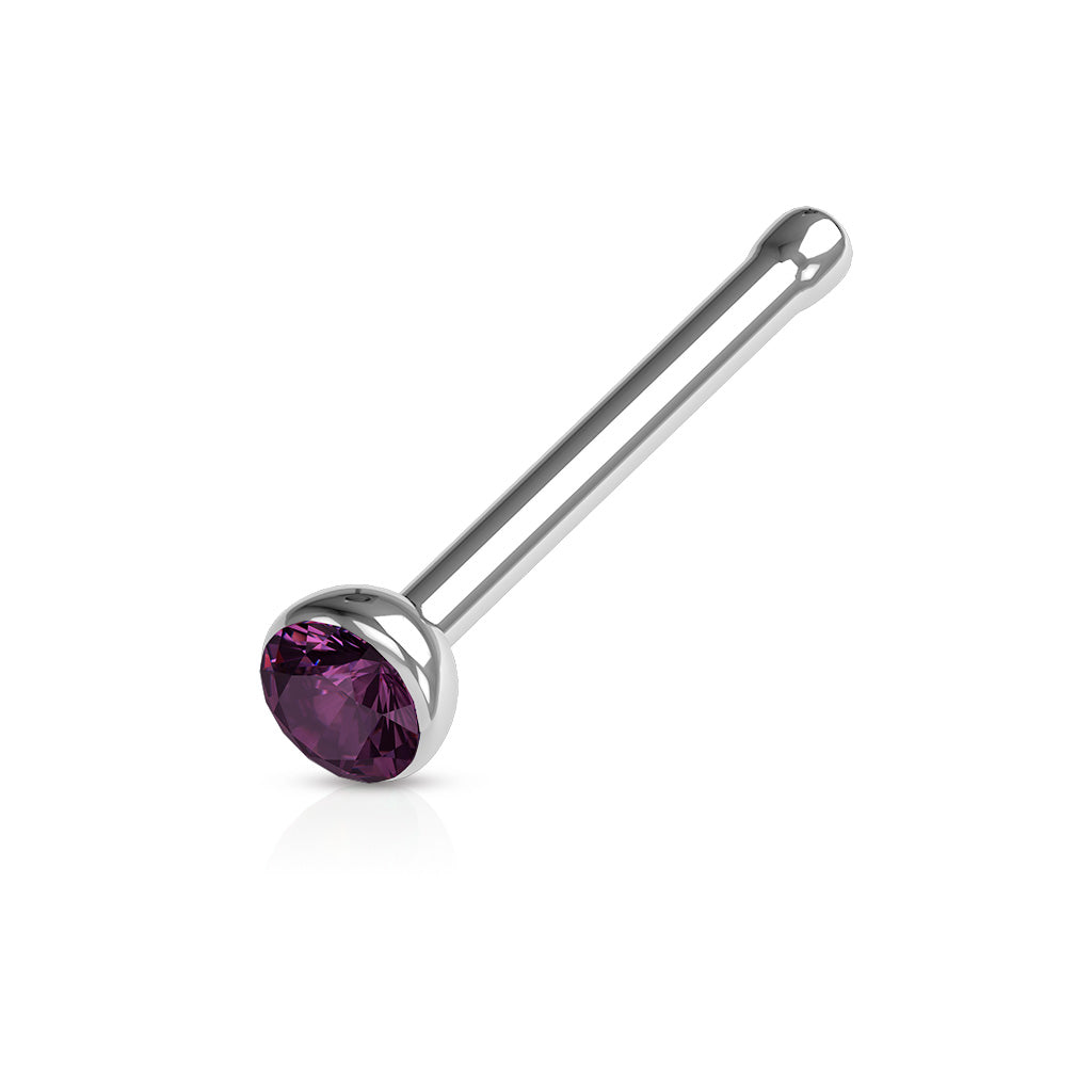 Cherry Diva nose stud PURPLE 20 Gauge Crystal Top Surgical Steel Nose Stud