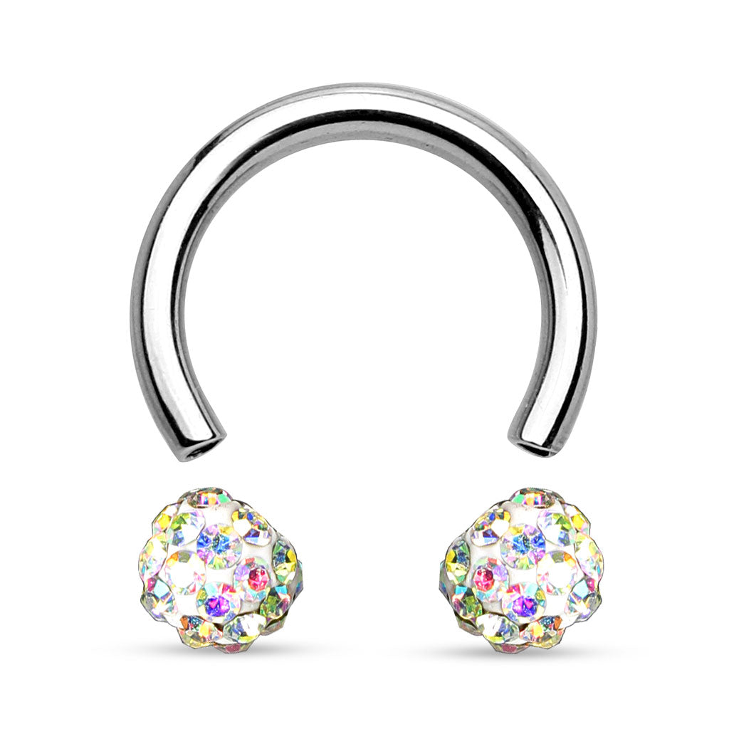 Cherry Diva Septum Ring 16 Gauge Glitterball Circular Barbell - Aurora