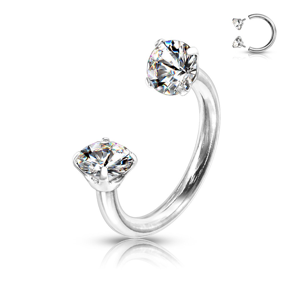 Cherry Diva Circular Barbell SILVER 16 Gauge Prong Set Crystal Internally Threaded Circular Barbell