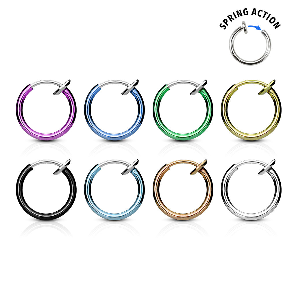 Cherry Diva Septum Ring 16 Gauge Titanium IP Spring Action Faux Piercing Hoop Ring