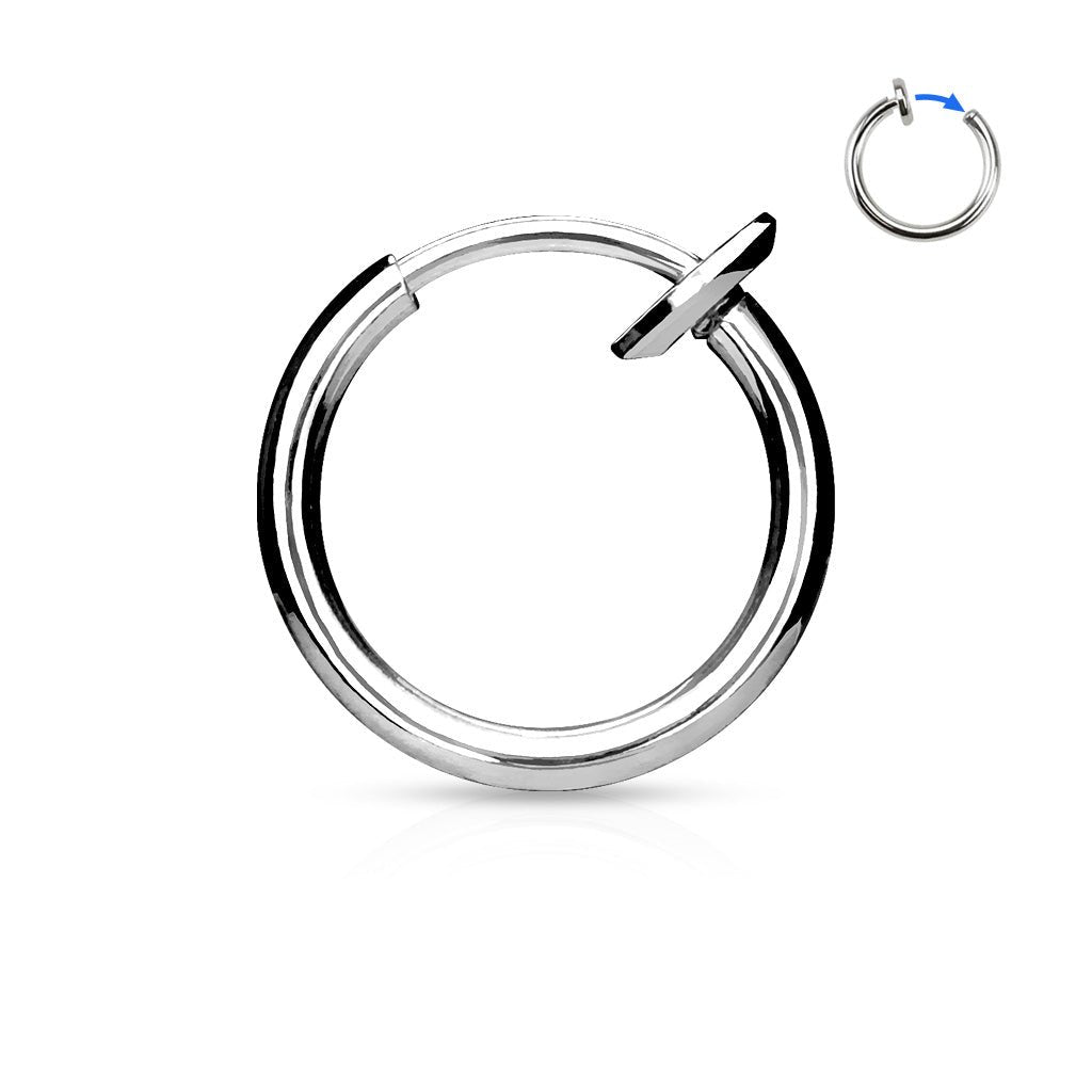 Cherry Diva Septum Ring SILVER 16 Gauge Titanium IP Spring Action Faux Piercing Hoop Ring