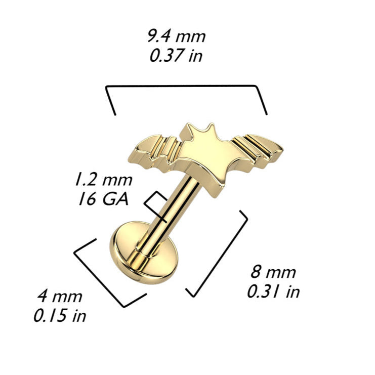 Cherry Diva Stud 16 Gauge Titanium Internally Threaded Black Bat Stud