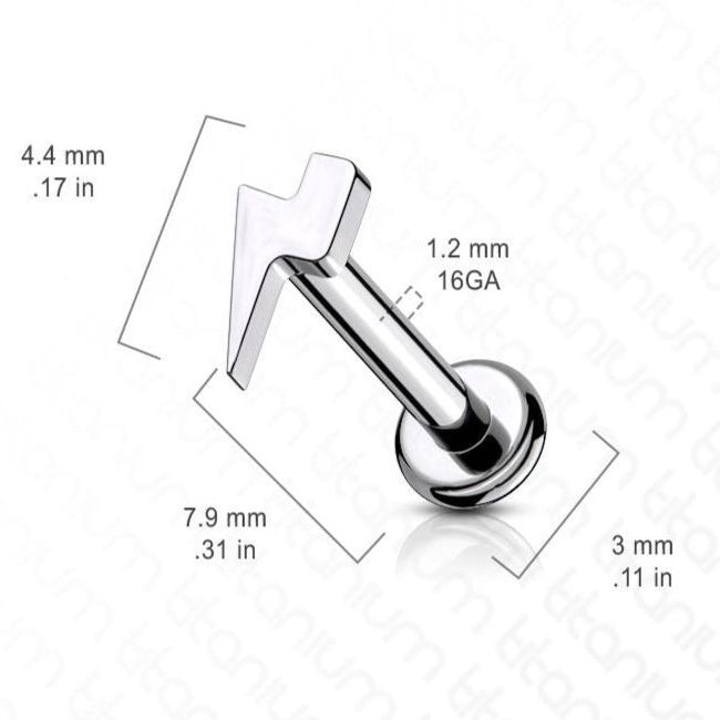 Cherry Diva Flat Back Stud 16 Gauge Titanium Internally Threaded Flash Flat Back Stud