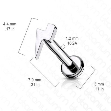 Cherry Diva Flat Back Stud 16 Gauge Titanium Internally Threaded Flash Flat Back Stud