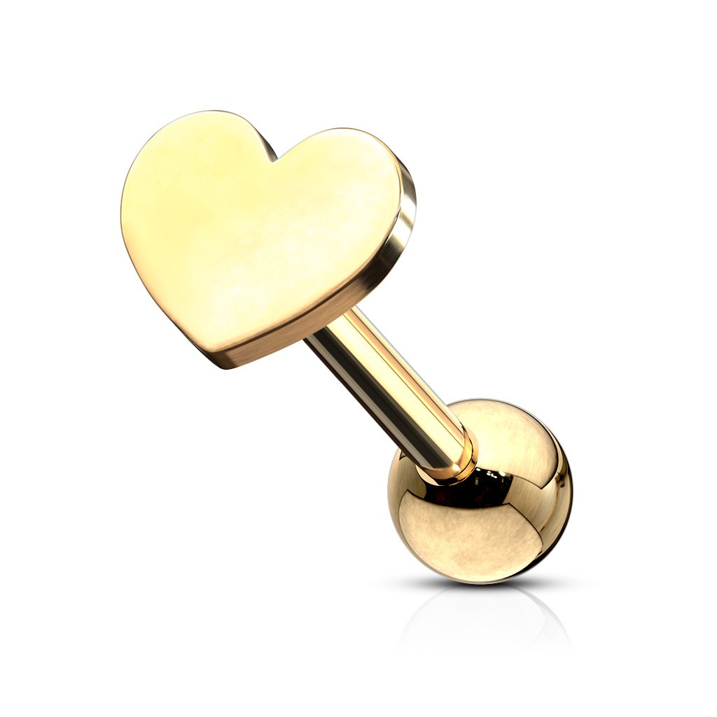 Cherry Diva Stud Gold 16 Gauge Flat Heart Top Cartilage Stud